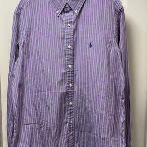 Ralph Lauren Button Down Shirt, Purple/Green Vertical Stripes, Size XL